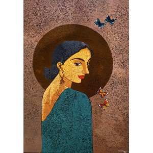 Kausar Bhatti, Innocent, 24 x 36 Inch, Acrylic on Canvas, Figurative Painting, AC-KSR-020